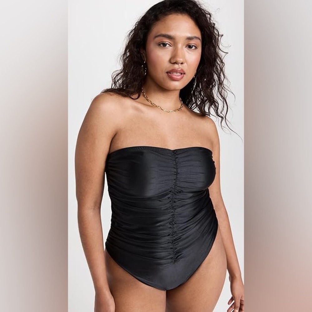 J. Crew Classic Black Ruched SweetHeart One Piece Swimsuit Removable Straps